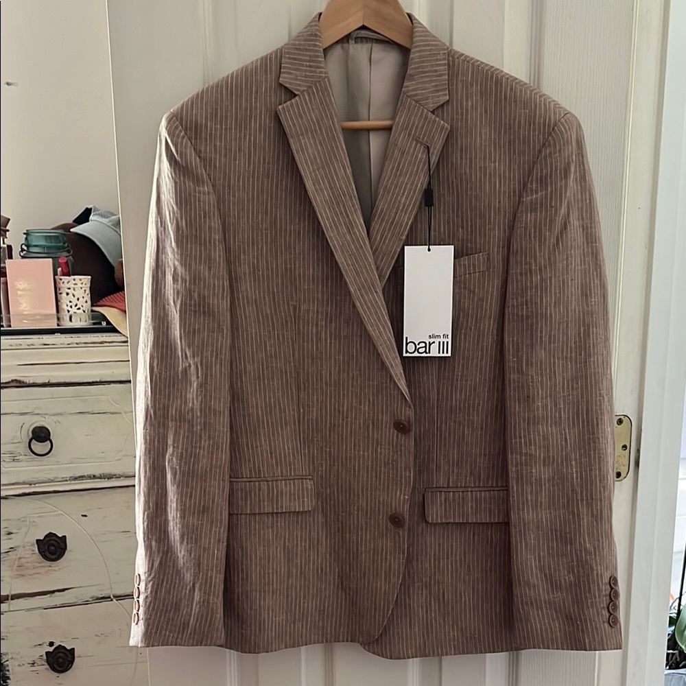 Bar III Men's Slim Fit Tan Blazer